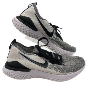 Nike Black & White Epic React Flyknit 2 Athletic Shoes | Good Condition